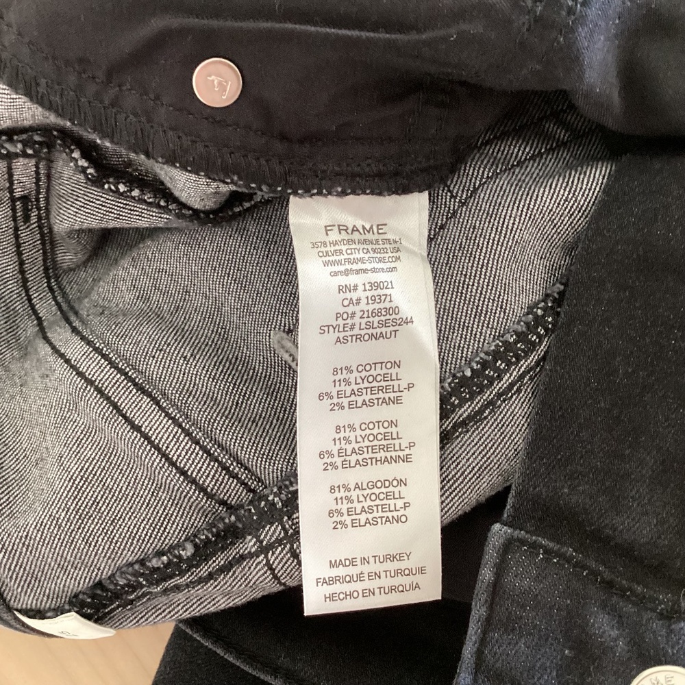 FRAME Women's Jeans Le Sleek Straight High Rise Astronaut Black Studded Sz 25 - Picture 10 of 16